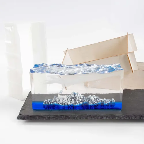 Vista 3 de Juego de moldes de silicona de resina epoxi Sea Mountain Diorama Fish Tank Miniature