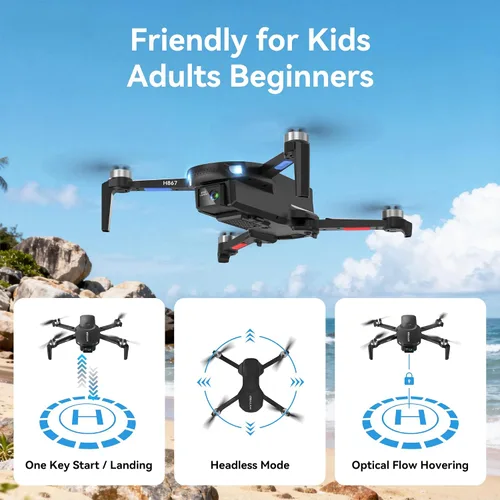 Vista 8 de Drone con cámara para adultos 4K, motor sin escobillas plegable RC Quadcopter para principiantes, 36 minutos de vuelo con 2 baterías, lente