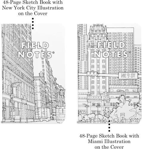 Vista 4 de Field Notes: Streetscapes Edition - Cuaderno de bocetos de 2 unidades, versión B, Los Ángeles y Chicago, libro de notas de papel en blanco con tapas