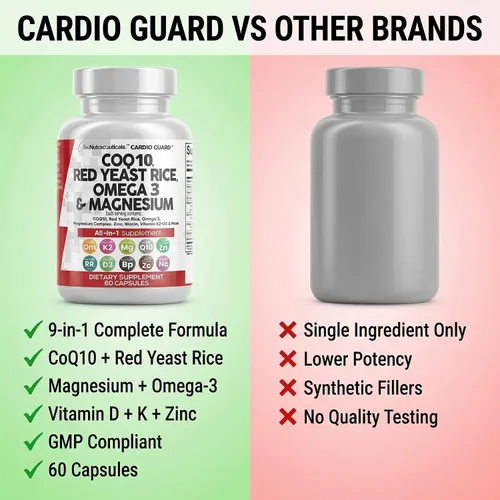 Vista 7 de Clean Nutraceuticals COQ10 200mg Arroz de Levadura Roja Omega 3 Complejo de Magnesio 500mg Niacina Zinc Vitamina K2 D3 - Vitaminas para el Apoyo al
