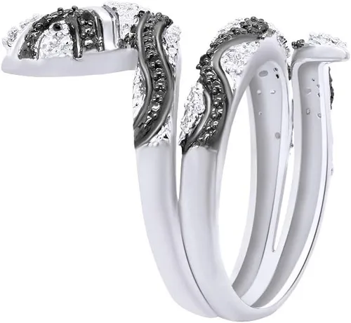 Vista 5 de Jewel Zone US Anillo de compromiso y boda con diamantes naturales en blanco y negro (0,07 quilates)