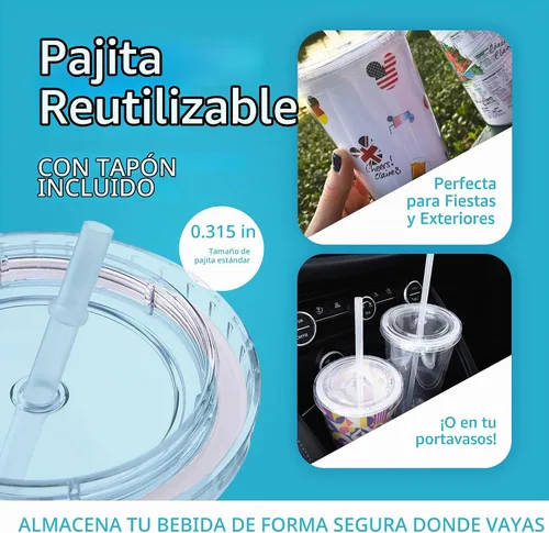 Vista 7 de Vaso portátil de doble capa Eco To Go,16 oz. de capacidad, transparente (All Clear - Removable Insert)