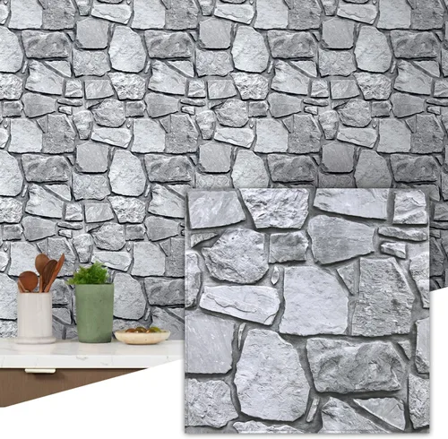 Vista 12 de Commomy Adhesivo de pared 3D de piedra sintética para despegar y pegar, 10 PIEDRA-RP