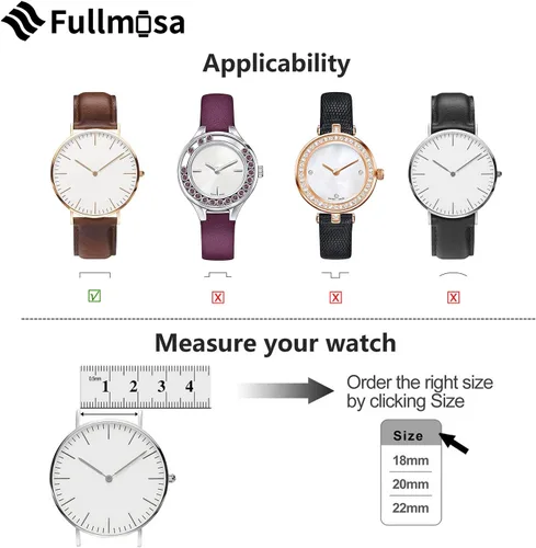 Vista 6 de Fullmosa Correa de reloj de liberación rápida de 0.866 in, 0.787 in y 0.709 in, bandas de cuero bruñido para Samsung Galaxy WatchHuaWei WatchGarmin
