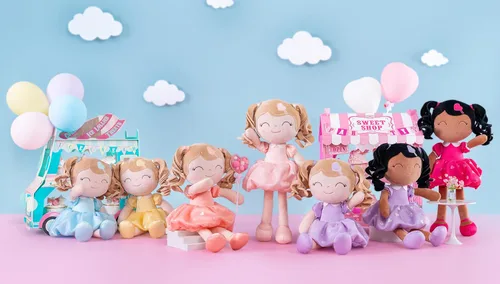 Vista 9 de Gloveleya Muñeca bebé niña regalos juguetes de peluche rizados para niñas de 2 a 4 años juguetes de amor para niños pequeños rosa B2rosa
