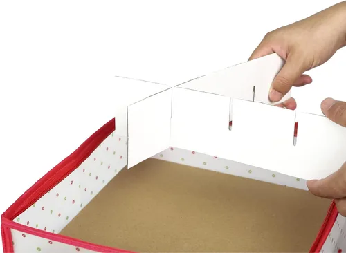 Vista 4 de Sattiyrch Caja de almacenamiento para adornos navideños de plástico con cierre con cremallera - Almacena hasta 64 adornos navideños estándar de 3