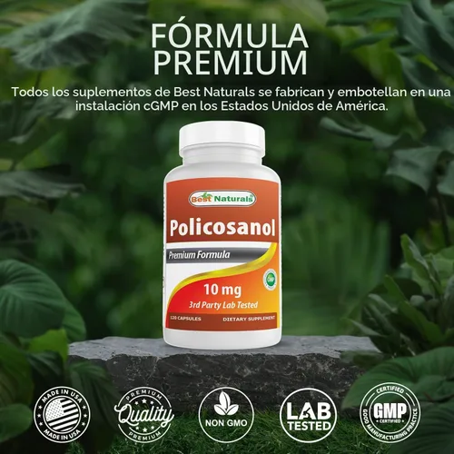 Vista 5 de Best Naturals Policosanol 10 mg 120 Cápsulas