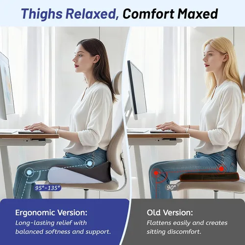 Vista 11 de Cojín de asiento extra grande para aliviar el dolor de coxis, cojín ergonómico para silla de oficina, cojín de espuma viscoelástica para coxis