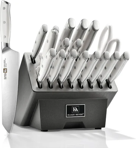 Vista 10 de Stahl Juego de Bloques de Cuchillos de Acero Alemán Exclusivo de Alto Carbono de 19 Piezas (Negro) Premium Knife Set, Long-Lasting Sharpness