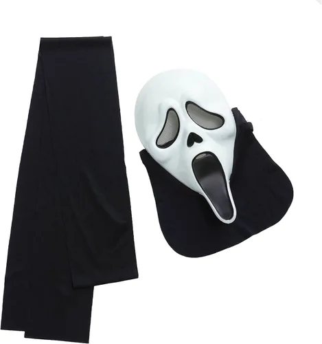 Vista 6 de FunWorld Disfraz de cara de fantasma de Scream, negro, talla único para adulto