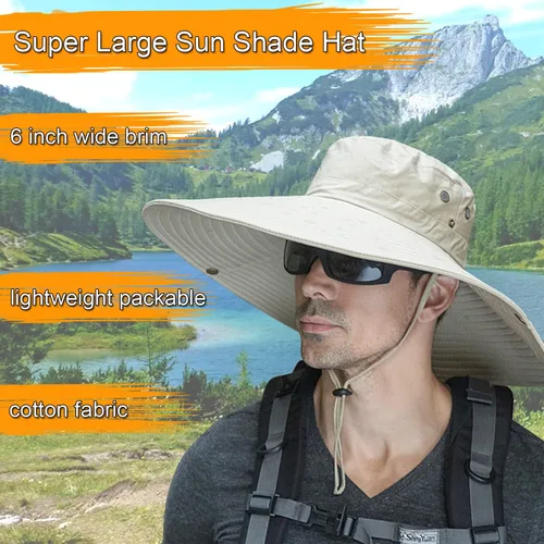 Vista 2 de HUAMULAN Sombreros de sol de ala súper ancha de 6 pulgadas, para hombres y mujeres, para pesca, senderismo, jardín, césped, trabajo, safari