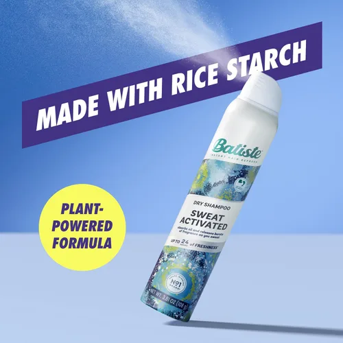 Vista 7 de Batiste Champú seco activado por el sudor, neutraliza el olor hasta 24 horas y evita la acumulación de sudor en el cabello, champú sin agua, 3.81