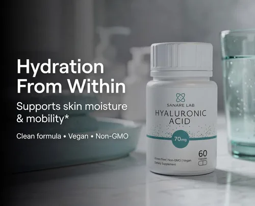 Vista 3 de Ácido hialurónico 70 mg – 60 cápsulas veganas Apoya la movilidad de las articulaciones, hidratación de la piel y amortiguación de tejidos Sin