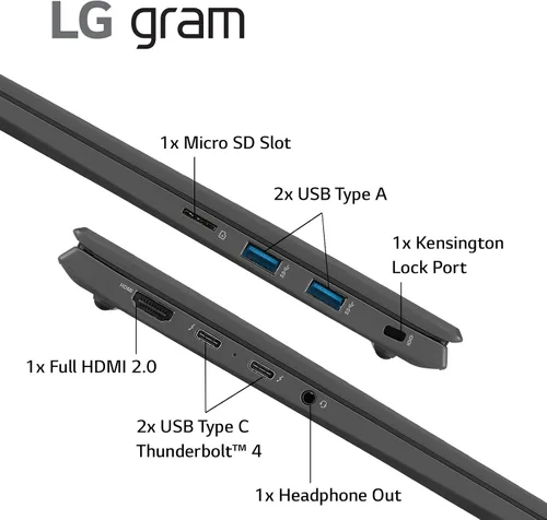 Vista 18 de LG gram (2022) Laptop 15Z90Q con pantalla táctil de 15.6", Intel Core i7 de 12ª generación, 16 GB de RAM, SSD de 512 GB, Windows 11, Gris