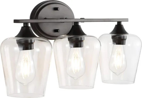 Vista 11 de JONATHAN Y JYL7545B Jayne - Lámpara de tocador LED rústica de 6 pulgadas con 1 luz de hierro/vidrio, casa de campo, campo francés, transicional