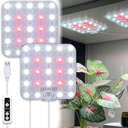Vista 10 de Luz de cultivo para debajo del estante, temporizador automático, regulable, blanco perla, paquete de 1 Blanco (SP completo)