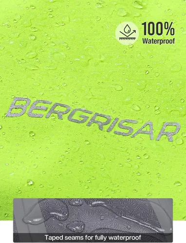 Vista 4 de BERGRISAR Chaqueta de lluvia de ciclismo para hombre, impermeable, rompevientos, chaqueta de bicicleta, capucha para correr, abrigo de lluvia