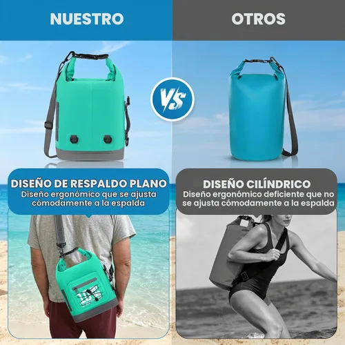 Vista 5 de MORXPLOR Bolsa seca impermeable, 5L/10L/20L/30L/40L/55L Mochila seca con funda impermeable para teléfono para natación, kayak