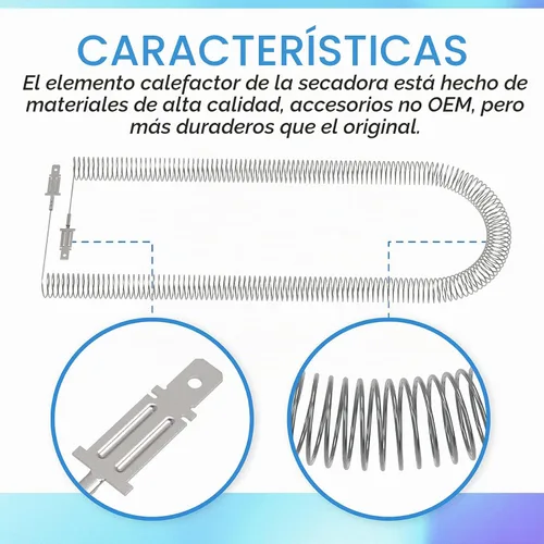 Vista 3 de Secadora Elemento calefactor Restring Coil, encaja 5300622032 Frigidaire