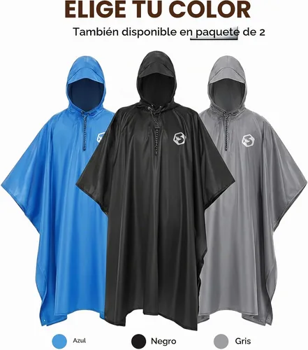Vista 8 de Foxelli Poncho de lluvia para adultos – Chubasquero impermeable extra largo reutilizable con capucha, ligero para senderismo, campamento, al aire