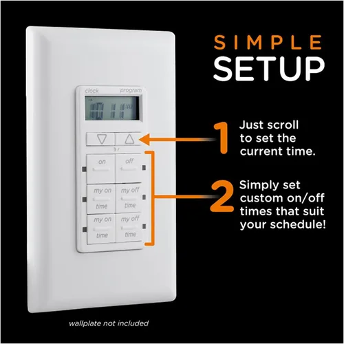 Vista 5 de myTouchSmart Temporizador digital de pared, 4 botones programables de encendido/apagado, 2 botones de encendido/apagado fáciles, ciclos diarios