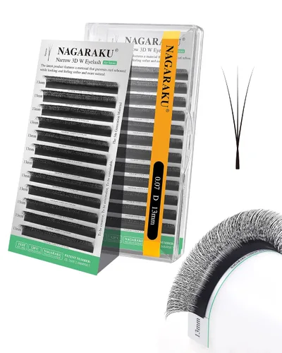 Vista 183 de NAGARAKU Extensiones de pestañas prefabricadas en abanico 3D W 0.05 C 0.315 0.05-C 3D W