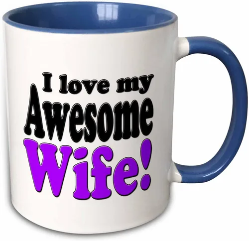 Vista 11 de 3dRose evadane – Funny Quotes – I Love My Awesome esposa, púrpura, – Tazas, Blanco White