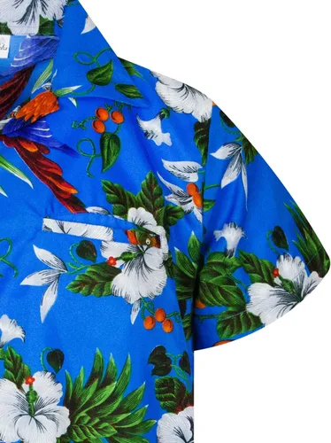 Vista 4 de Mens Vintage-Hawaiian-Shirt Casual-Short-Sleeve Button-Down Bird-Designs