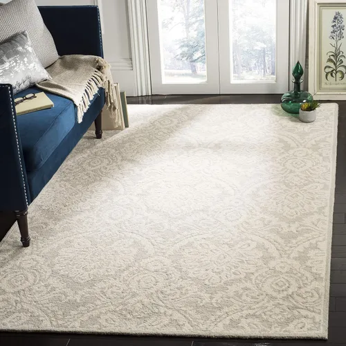 Vista 5 de SAFAVIEH Blossom Collection - Alfombra decorativa, 2 x 3 pies, azul y marfil, lana hecha a mano, ideal para zonas de alto tráfico en entrada, sala