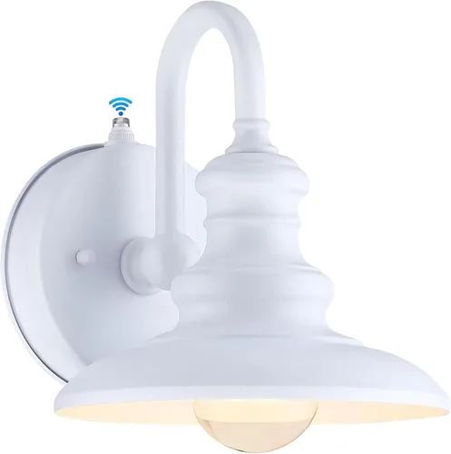 Vista 11 de LONEDRUID Aplique de Pared Exterior con Sensor de Anochecer a Amanecer Negro Luminarias de Granero con Cuello de Ganso Impermeables de Estilo Granja