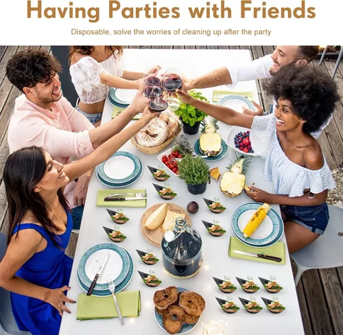 Vista 6 de Cucharas de plástico para aperitivos de 4 pulgadas, mini platos desechables para aperitivos, lágrimas para servir postre, lágrima, cuchara asiática