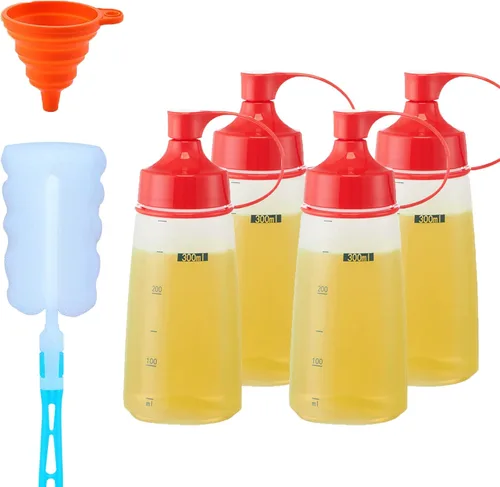 Vista 12 de Botellas exprimibles de condimentos para salsas, panqueques de plástico – boca ancha para cocina, ketchup mostaza, botella vacía para glaseado
