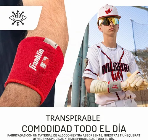 Vista 6 de Franklin Sports Pulseras MLB Xvent - Béisbol + Softbol - 4 pulgadas - Transpirable + Duradero rojo y gris
