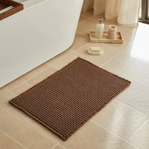 Vista 131 de Triohero Tapete de baño con diseño de gofre, tapete de baño pequeño y bohemio, antideslizante, lavable, ultra suave, súper absorbente, de secado