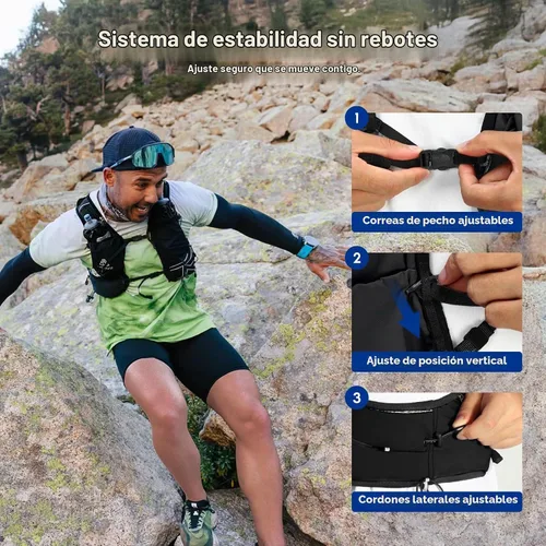 Vista 3 de Haimont 8L Trail Running Hydration Vest with Soft Flasks Negro