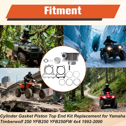 Vista 2 de Labwork Cilindro Junta Pistón Top End Kit Reemplazo para 4BD-11310-01-00 Repuesto para Yamaha Timberwolf 250 YFB250