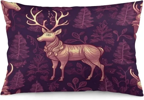 Vista 28 de Fundas de almohada decorativas de invierno, con bastones de caramelo, alce, Papá Noel, paseos en trineo, 12 x 20 pulgadas, con cremallera
