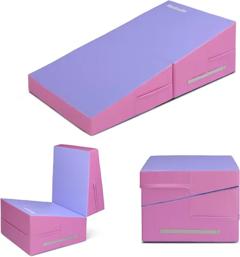 Vista 8 de Matladin Incline - Tapete de gimnasia con cuña de queso, 48 x 24 x 14 pulgadas, plegable, para niños y niñas, entrenamiento en casa