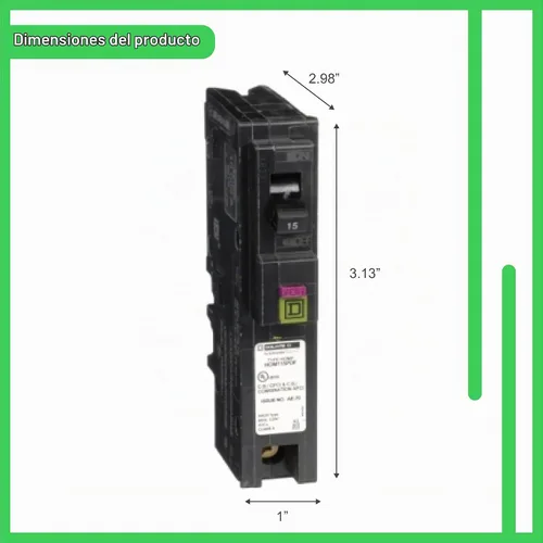 Vista 3 de Square D de Schneider Electric Square D - HOM115PDFC Homeline - Interruptor de circuito de función dual (CAFCI y GFCI) de 15 Amp, unipolar, neutro