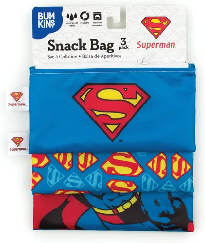 Vista 6 de Bolsas reutilizables para sándwiches y aperitivos Bumkins, para almuerzo escolar de niños y porciones para adultos, tela lavable, bolsa con cierre