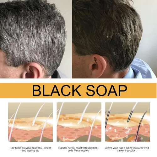 Vista 4 de Barra de champú oscuro, 3 piezas de cabello gris, oscurecimiento del cabello, para hombres y mujeres