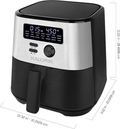 Vista 2 de Kalorik MAXX® Freidora de aire digital 7 en 1 de 4 cuartos de galón, pantalla LED, 21 presets inteligentes, 4 accesorios, libro de recetas, 1600 W