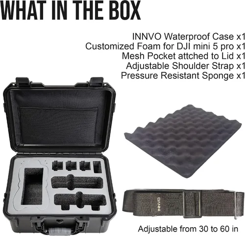 Vista 9 de INNVO - Funda rígida para DJI Air 3S / Air 3, IP67, caja protectora impermeable PP Hardshell Storage Box, Fits RC 2 / RC-N3, Holds 6 Batteries, 2
