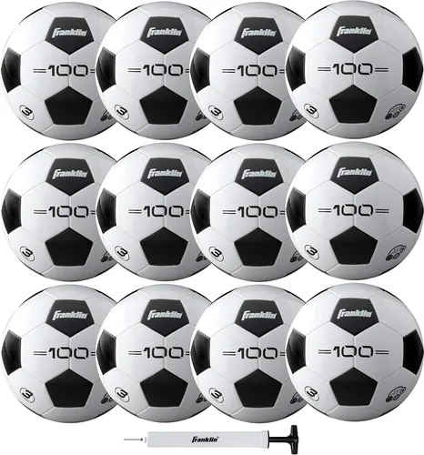 Vista 12 de Franklin Sports - Pelotas de fútbol para jóvenes y adultos - Tamaños 3, 4 y 5 - Paquetes individuales y a granel - Negro y blanco