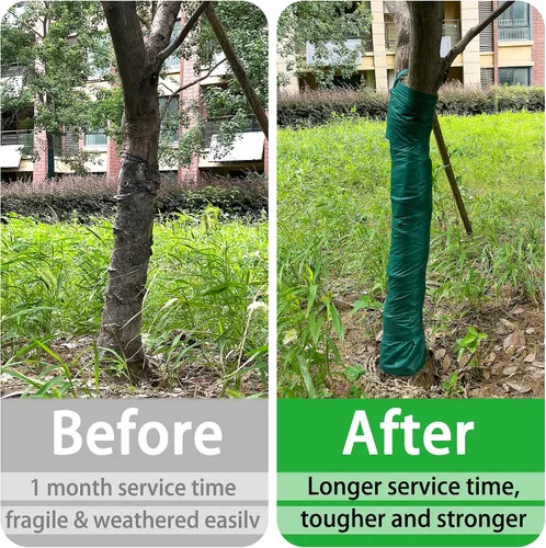 Vista 5 de Envolturas protectoras de árboles más grandes de 4.7 x 300 pies, protector verde anticongelante para tronco de árbol de invierno, cubierta