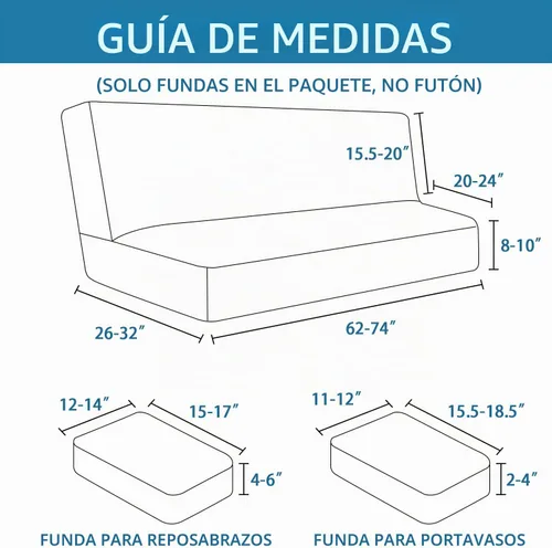 Vista 2 de H.VERSAILTEX 4 Piezas Fundas Elásticas para Futón Funda para Sofá Cama con Fundas para Reposabrazos Removibles y Portavasos Protector de Muebles