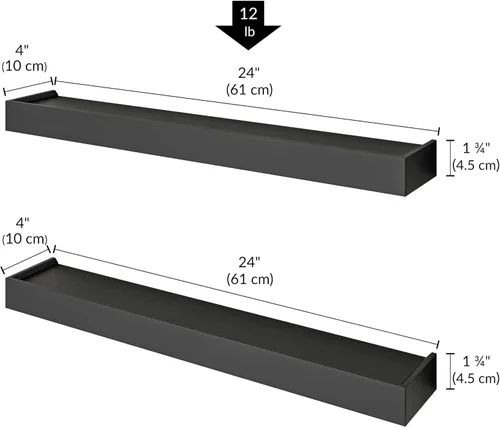 Vista 3 de Ballucci Estantes flotantes modernos de 24 pulgadas, juego de 2 repisas de madera para montaje en pared de guardería, sala de estar, baño, cocina