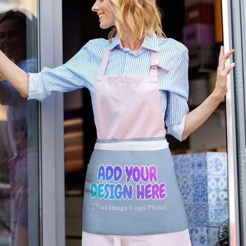 Vista 162 de AXKEUDO Delantal personalizado con bolsillos, delantales de cintura para camarera para cocinar en casa, restaurante, servir trabajo