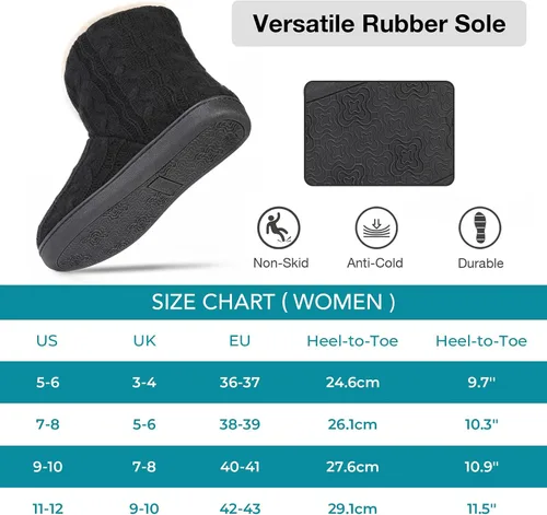 Vista 6 de HomeTop Women's Fuzzy Memory Foam Boot Slippers with Indoor Outdoor Rubber Sole