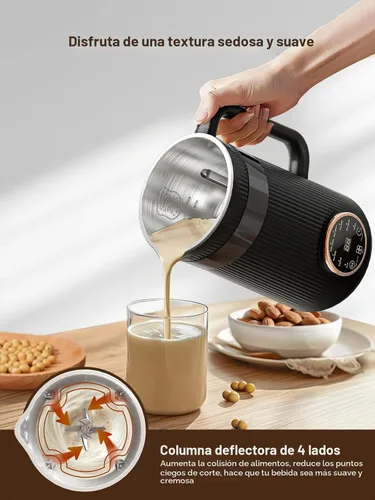 Vista 4 de Máquina para hacer leche de frutos secos, 35 oz casera de soja, almendra, avena, coco, bebidas a base de plantas y sin lácteos, máquina automática